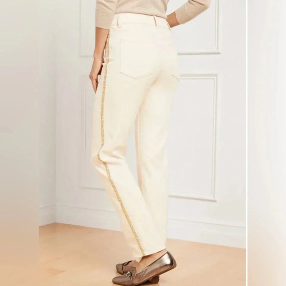 Talbots Straight Leg Jeans Sequin Stripe NWT - 16P. L - Picture 2 of 7